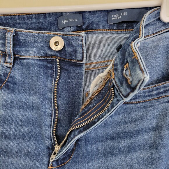 J. Jill High Rise Boot Cut Jeans Stretch Frayed Hem Women's Size 6 - Picture 5 of 12